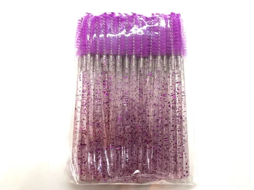 CEPILLOS DESECHABLES DE PESTAÑAS - CON GLITTER - VIOLETA
