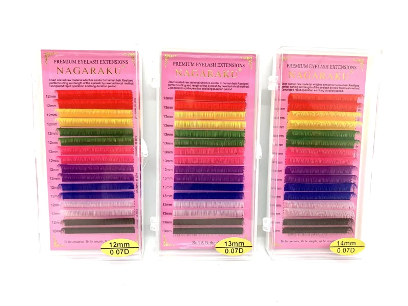 EXTENSIÓN DE PESTAÑAS NAGARAKU MIX COLOR - CURL D - GROSOR 0.07