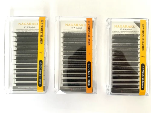 EXTENSIÓN DE PESTAÑAS NAGARAKU TECNOLÓGICAS - CURL  W 4/ 5 / 6 D - GROSOR 0.07 - MIX D