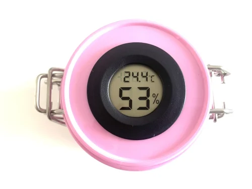 Alternative view of LATA PORTA ADHESIVO CON 3 DIVISIONES ROSA CON MEDIDOR HUMEDAD Y TEMPERATURA