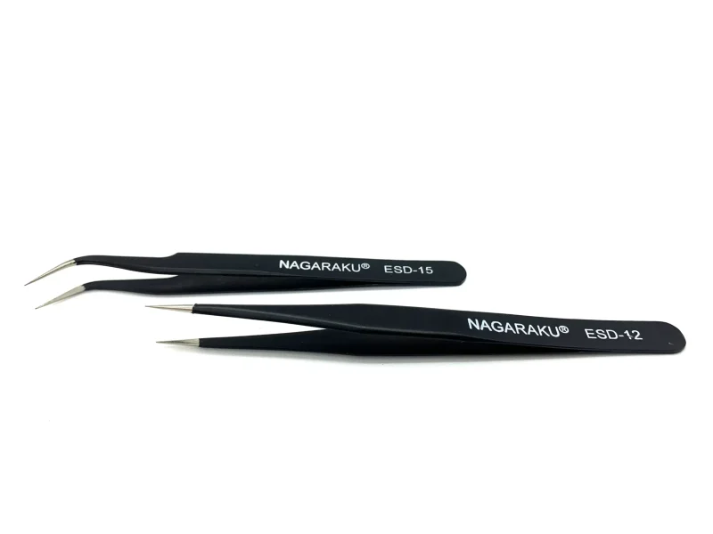 PAR DE PINZAS NAGARAKU - ACERO INOXIDABLE - CURVA/RECTA - ESD-15 ESD-12 - Image 2