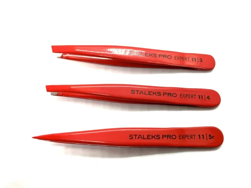 PINZA STALEKS PRO - ACERO INOXIDABLE - ROJA - EXPERT 11
