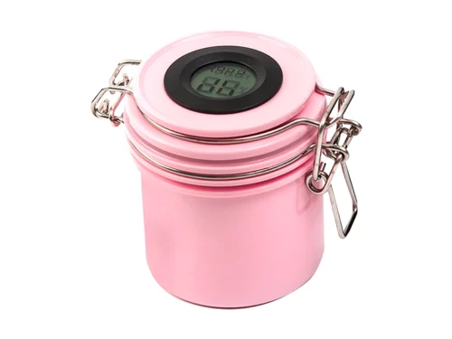 LATA PORTA ADHESIVO CON 3 DIVISIONES ROSA CON MEDIDOR HUMEDAD Y TEMPERATURA