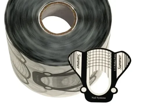 ROLLO DE MOLDES PARA UÑAS - NEGRO/TRANSPARENTE - 500 unidades