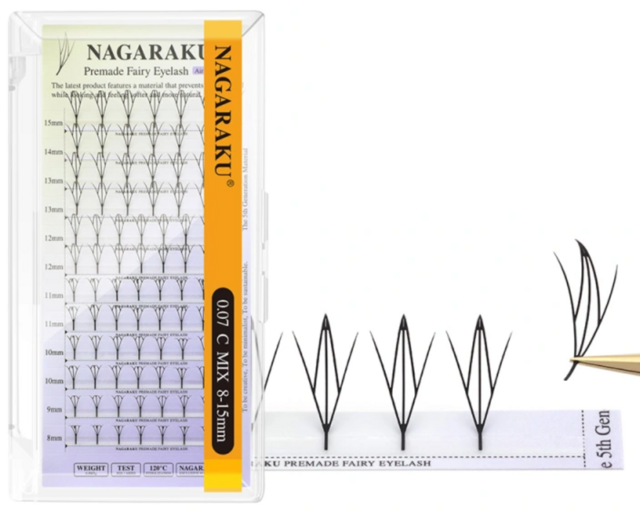 EXTENSIÓN DE PESTAÑAS NAGARAKU - PREMADE FAIRY - GROSOR 0.07 - MIX - Imagen 2