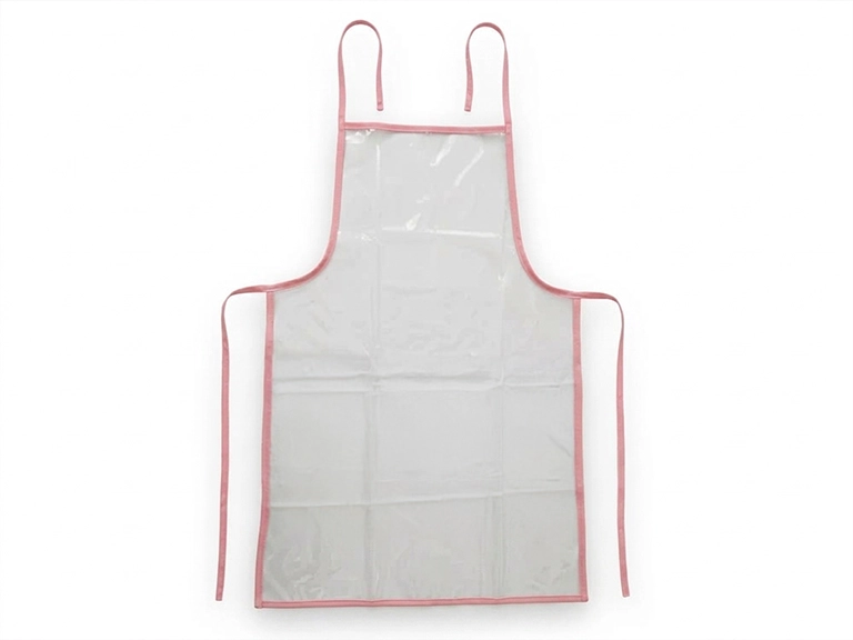 DELANTAL PLASTICO CRISTAL PVC- BORDE ROSA - Imagen 2