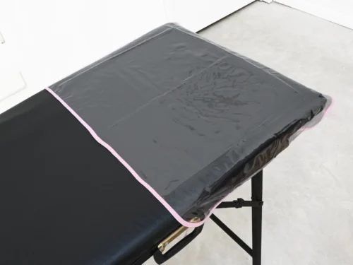 Alternative view of APOYA PIES PARA CAMILLA CRISTAL PVC - BORDE ROSA - 50X70