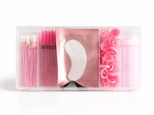 KIT DE ACCESORIOS ROSA CON GLITTER + CAJA ORGANIZADORA