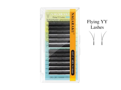 EXTENSION DE PESTAÑAS NAGARAKU - FLYING YY - GROSOR 0.07-CURL D - 9 a 14mm