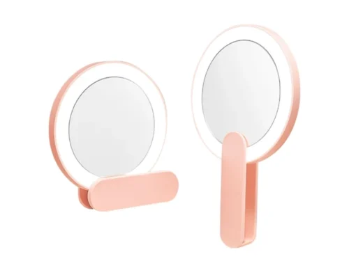 ESPEJO PLEGABLE CON LUZ LED PORTATIL USB - ROSA