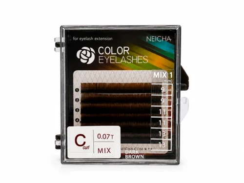 EXTENSIÓN DE PESTAÑAS NEICHA MINI MARRÓN OSCURO - CURL C - GROSOR 0.07 - MIX 9, 11, 13mm