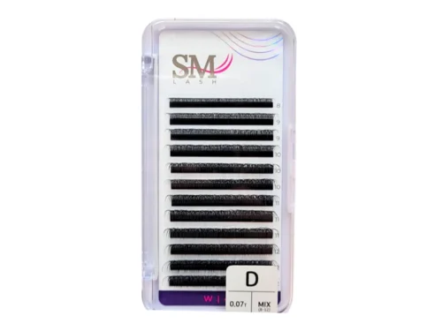 EXTENSIÓN DE PESTAÑAS SM TECNOLÓGICAS W5D - CURL D - GROSOR 0.07 - MIX 8 a 12mm