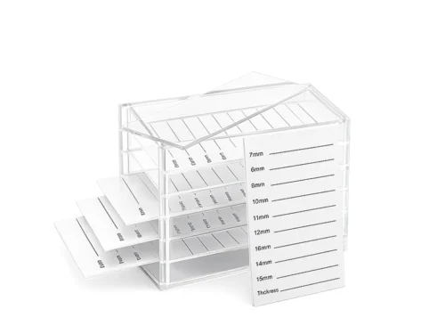 CAJA ACRILICA PARA SOPORTE DE PESTAÑAS - PLÁSTICA 5 BANDEJAS - TRANSPARENTE