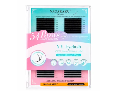 EXTENSIÓN DE PESTAÑAS NAGARAKU TECNOLÓGICAS - CURL YY - GROSOR 0.07 - MIX C- (BIG BOX 54 LINEAS)