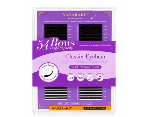 EXTENSIÓN DE PESTAÑAS NAGARAKU CLASICAS-  GROSOR 0.07 - MIX D- (BIG BOX 54 LINEAS)