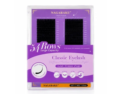 EXTENSIÓN DE PESTAÑAS NAGARAKU CLASICAS-  GROSOR 0.07 - MIX C- (BIG BOX 54 LINEAS)