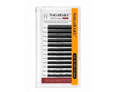 EXTENSION DE PESTAÑAS NAGARAKU 2D UU - GROSOR 0.07 - CURL C  MIX- 8 -15 mm