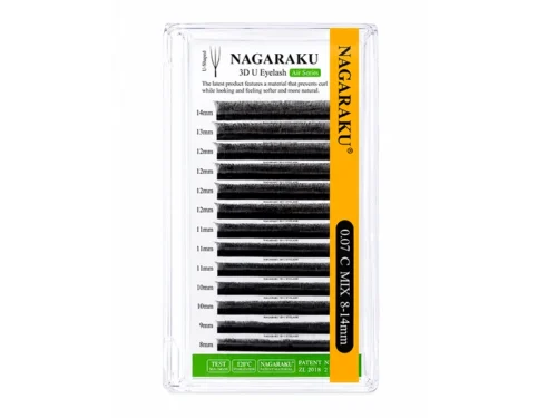 EXTENSION DE PESTAÑAS NAGARAKU 3D U - GROSOR 0.07 - CURL C  MIX- 8  15 mm