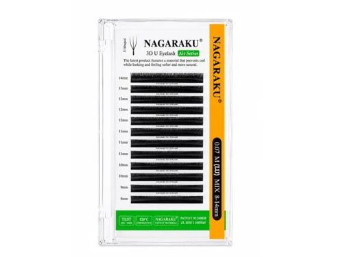 EXTENSION DE PESTAÑAS NAGARAKU 3D U - GROSOR 0.07 - CURL L U-MIX- 8  15 mm