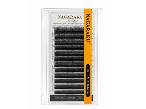 EXTENSIÓN DE PESTAÑAS NAGARAKU TECNOLÓGICAS - 4D W- GROSOR 0.07 - MIX -CURL L