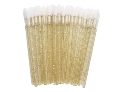 PINCEL PARA LABIOS APLICADORES - (x50) - CON GLITER - DORADO